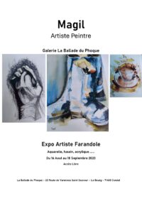 Du 16 Aout au 18 Septembre 2023 exposition de Magil artiste peintre