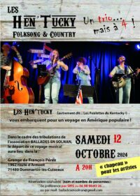 Le 12 octobre à 20h00 Ballades en Solnan SOIREE CONCERT Folksong & country