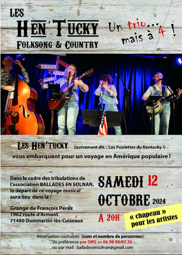 Lire la suite à propos de l’article Le 12 octobre à 20h00 Ballades en Solnan SOIREE CONCERT Folksong & country