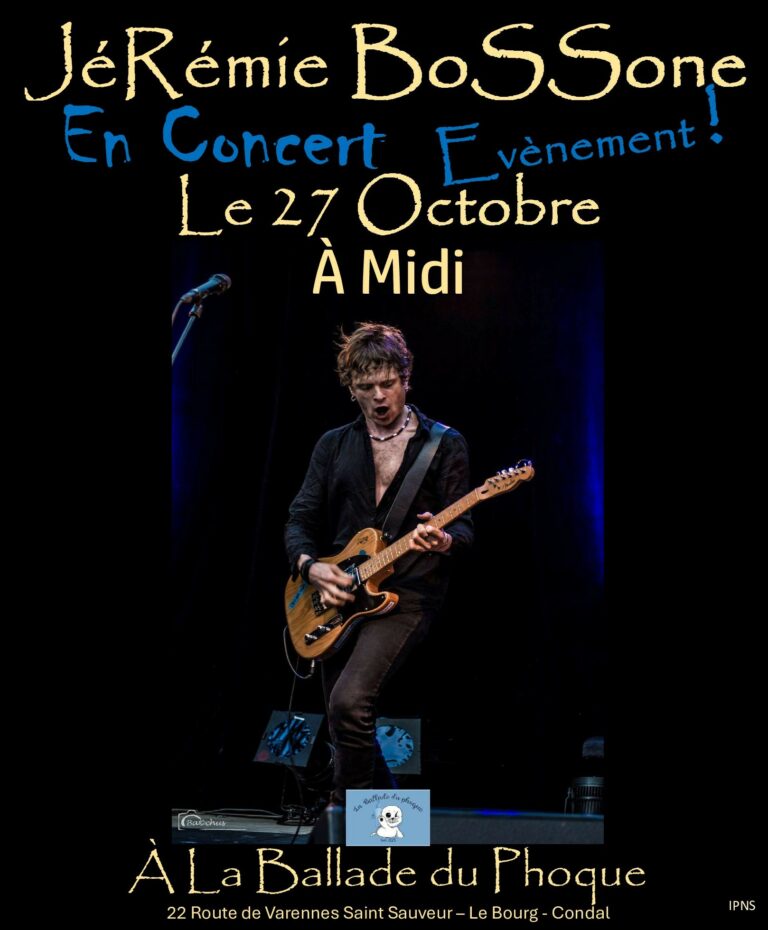 Lire la suite à propos de l’article le 27 Octobre à midi Jérémie Bossone en concert à La Ballade du Phoque