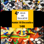 Le Mardi 10 decembre à 14h Le club de la Bonne humeur vous convie toutes et tous à un après-midi jeux de société.